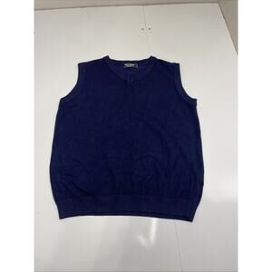 PJ Paul Jones Sweater Vest Navy Blue V Neck Knit Pullover Polyester Wool Medium